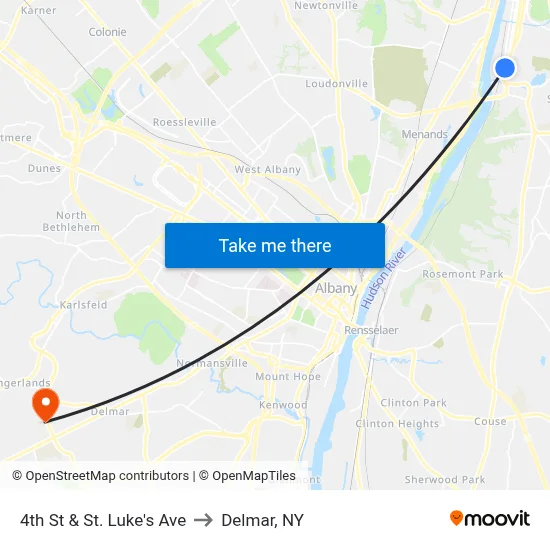 4th St & St. Luke's  Ave to Delmar, NY map