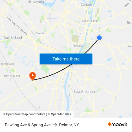 Pawling Ave & Spring Ave to Delmar, NY map