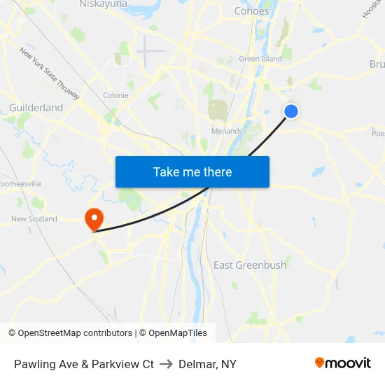 Pawling Ave & Parkview Ct to Delmar, NY map