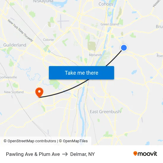 Pawling Ave & Plum Ave to Delmar, NY map