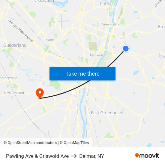 Pawling Ave & Griswold Ave to Delmar, NY map