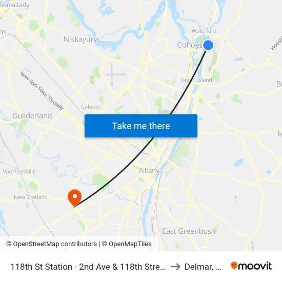 118th St Station - 2nd Ave & 118th Street to Delmar, NY map