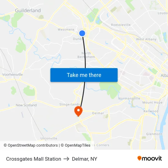 Crossgates Mall Station to Delmar, NY map