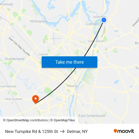 New Turnpike Rd & 125th St to Delmar, NY map