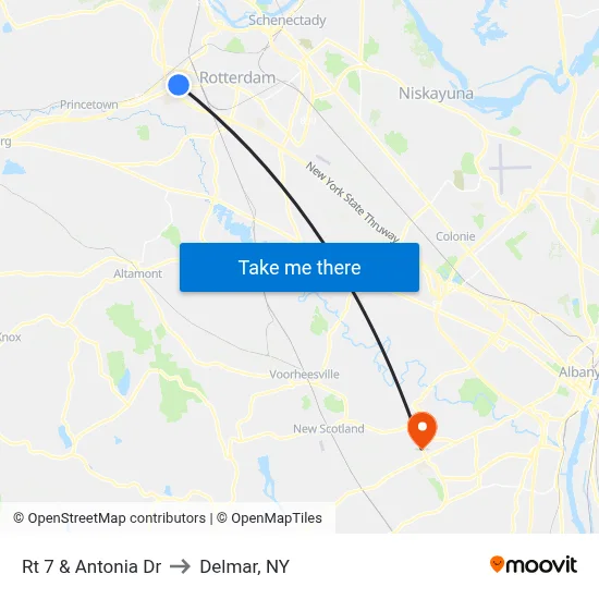 Rt 7 & Antonia Dr to Delmar, NY map
