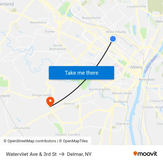 Watervliet Ave & 3rd St to Delmar, NY map