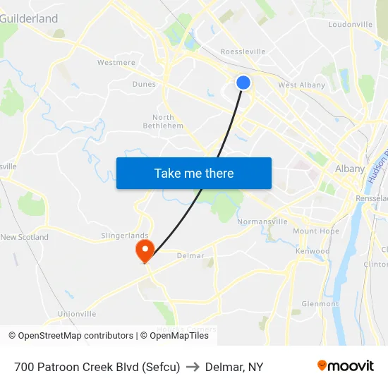 700 Patroon Creek Blvd (Sefcu) to Delmar, NY map