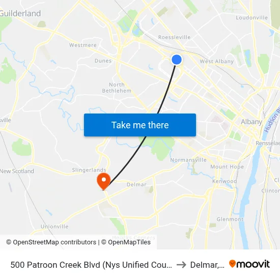 500 Patroon Creek Blvd (Nys Unified Court System) to Delmar, NY map