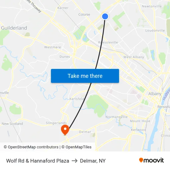 Wolf Rd & Hannaford Plaza to Delmar, NY map