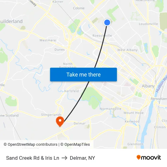Sand Creek Rd & Iris Ln to Delmar, NY map