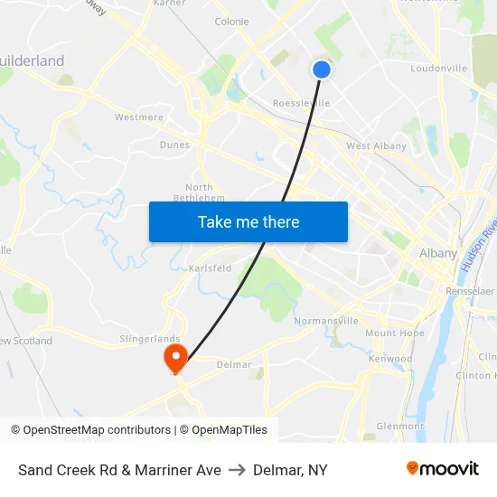 Sand Creek Rd & Marriner Ave to Delmar, NY map
