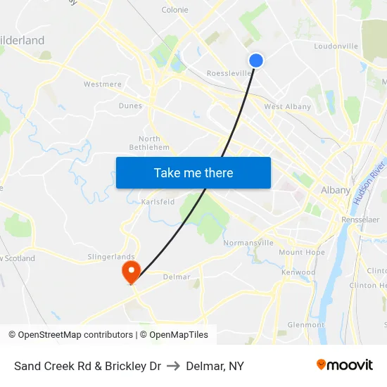 Sand Creek Rd & Brickley Dr to Delmar, NY map