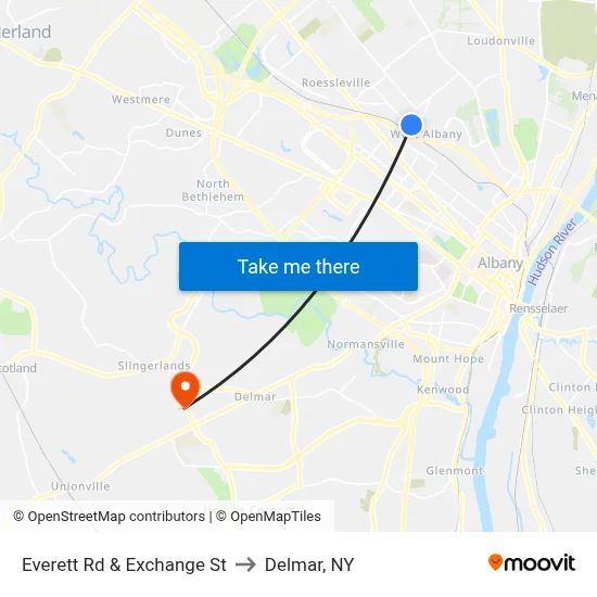 Everett Rd & Exchange St to Delmar, NY map