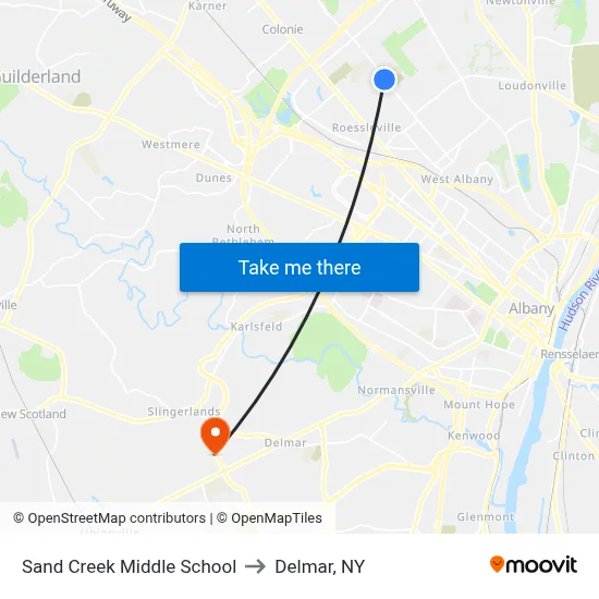 Sand Creek Middle School to Delmar, NY map