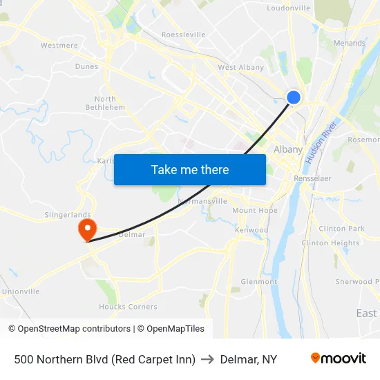 500 Northern Blvd (Red Carpet Inn) to Delmar, NY map