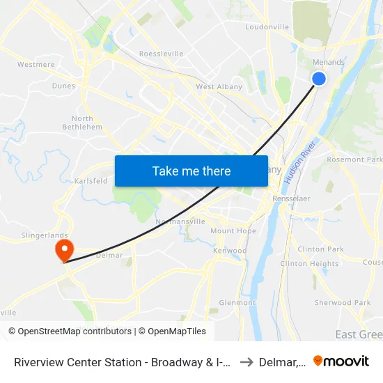 Riverview Center Station - Broadway & I-787 Exit 6 to Delmar, NY map