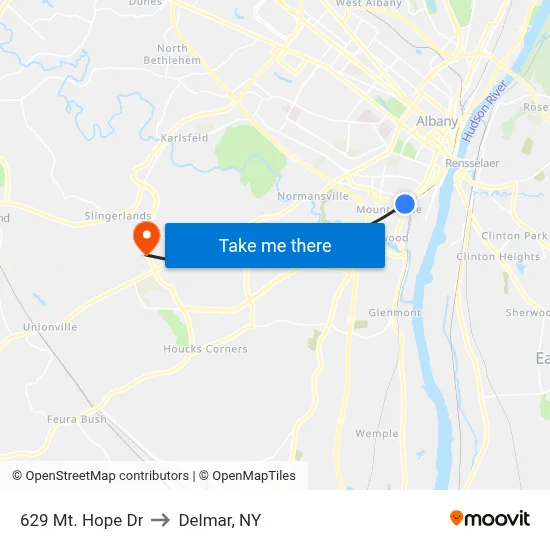 629 Mt. Hope Dr to Delmar, NY map