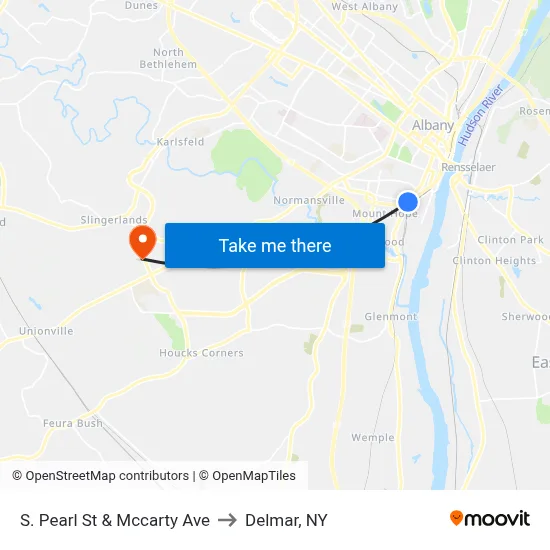 S. Pearl St & Mccarty Ave to Delmar, NY map
