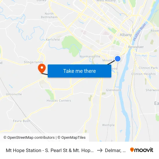 Mt Hope Station - S. Pearl St & Mt. Hope Dr to Delmar, NY map