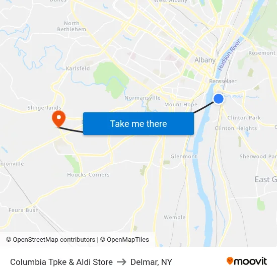 Columbia Tpke & Aldi Store to Delmar, NY map
