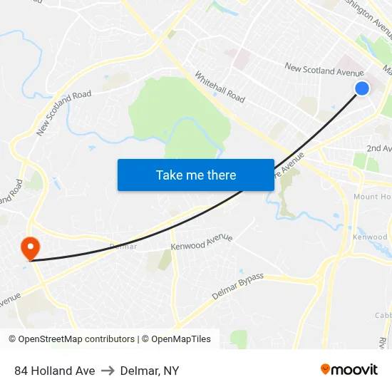 84 Holland Ave to Delmar, NY map