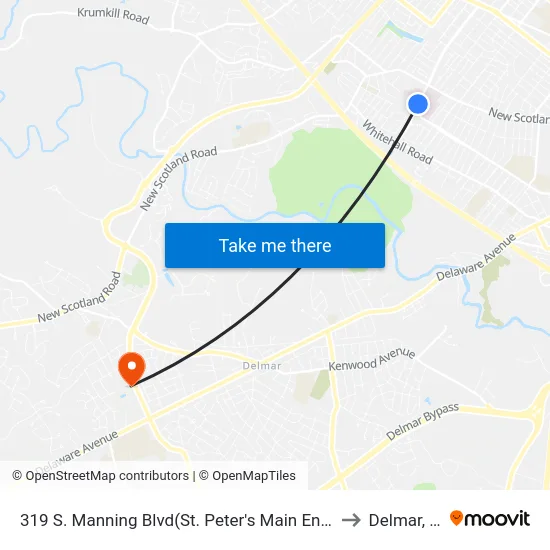 319 S. Manning Blvd(St. Peter's Main Entrance) to Delmar, NY map