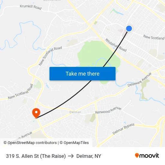 319 S. Allen St (The Raise) to Delmar, NY map