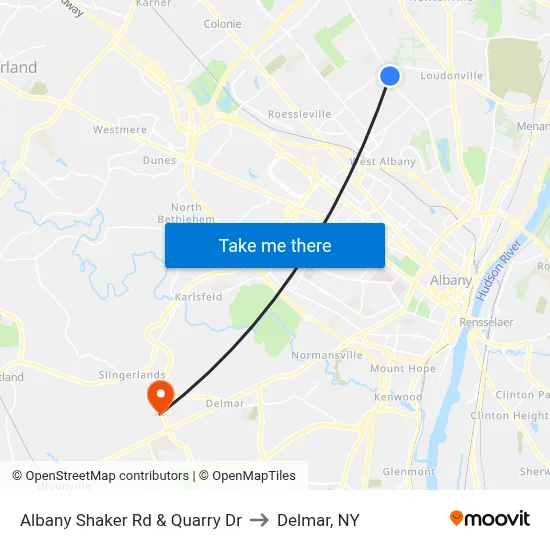 Albany Shaker Rd & Quarry Dr to Delmar, NY map