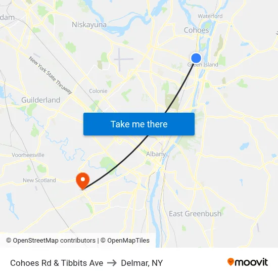 Cohoes Rd & Tibbits Ave to Delmar, NY map
