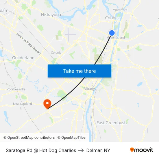 Saratoga Rd @ Hot Dog Charlies to Delmar, NY map