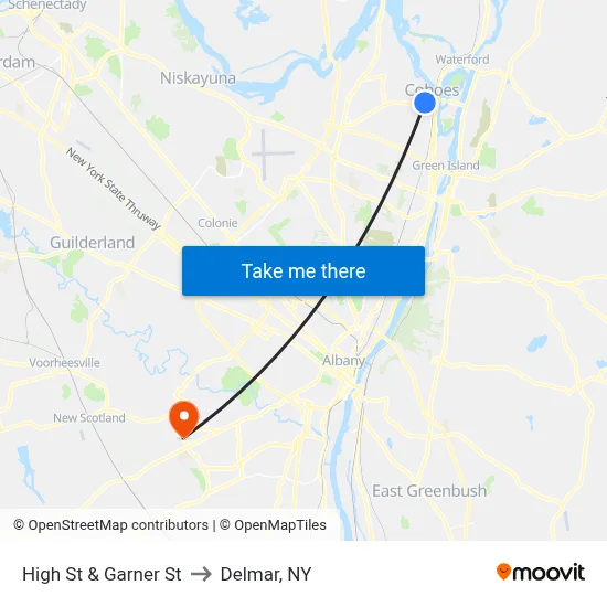 High St & Garner St to Delmar, NY map