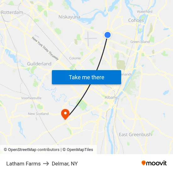 Latham Farms to Delmar, NY map