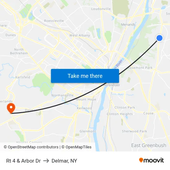 Rt 4 & Arbor Dr to Delmar, NY map
