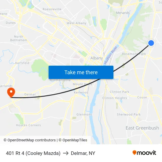 401 Rt 4 (Cooley Mazda) to Delmar, NY map