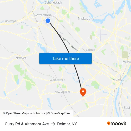 Curry Rd & Altamont Ave to Delmar, NY map