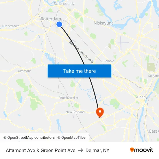 Altamont Ave & Green Point Ave to Delmar, NY map