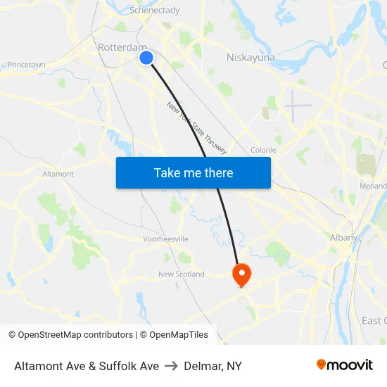 Altamont Ave & Suffolk Ave to Delmar, NY map