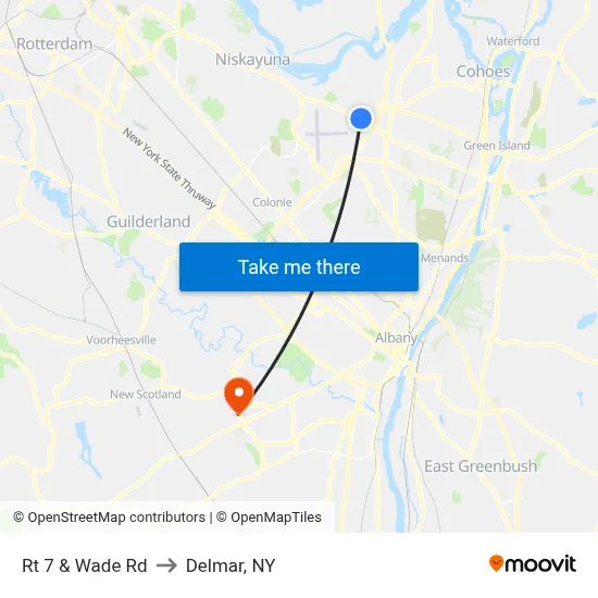 Rt 7 & Wade Rd to Delmar, NY map
