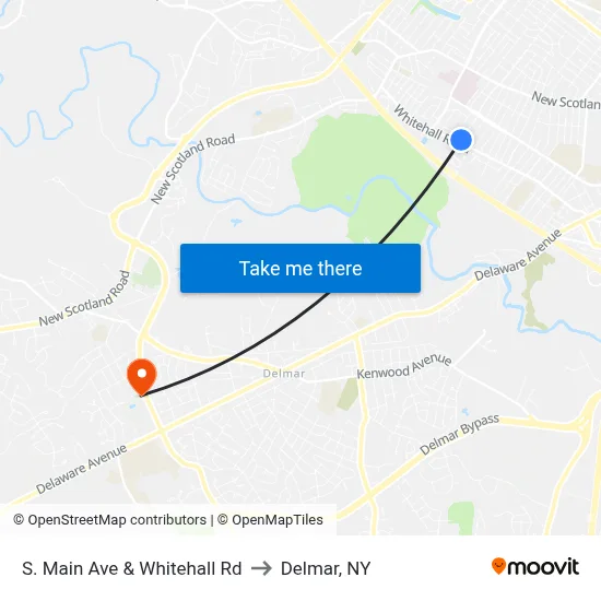 S. Main Ave & Whitehall Rd to Delmar, NY map