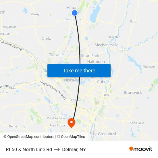 Rt 50 & North Line Rd to Delmar, NY map