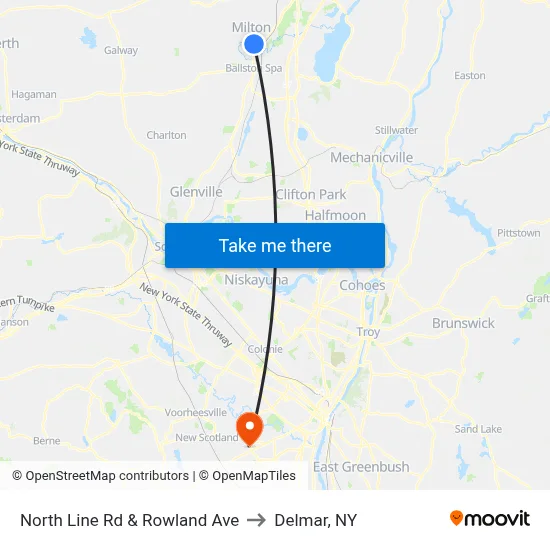 North Line Rd & Rowland Ave to Delmar, NY map