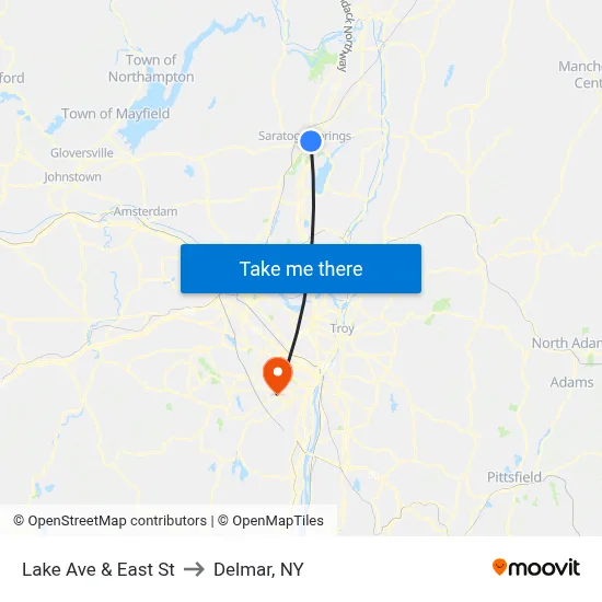 Lake Ave & East St to Delmar, NY map