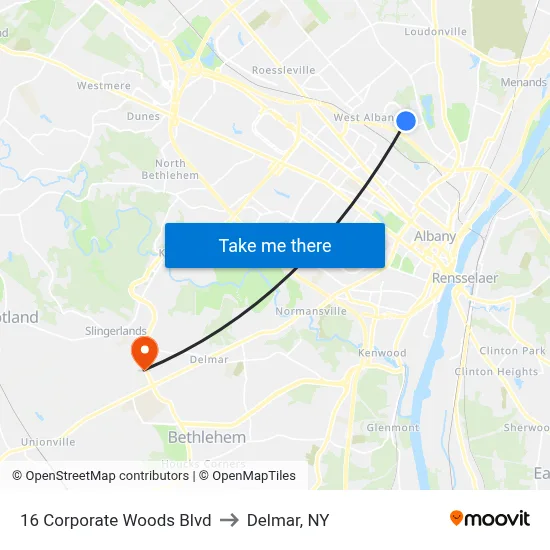 16 Corporate Woods Blvd to Delmar, NY map