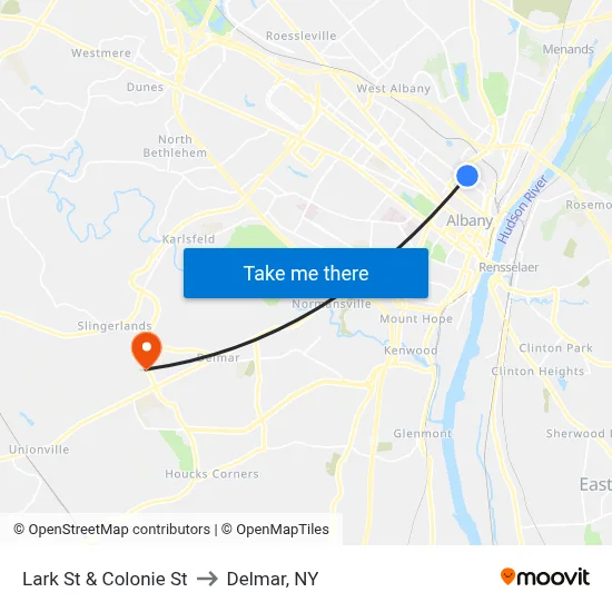 Lark St & Colonie St to Delmar, NY map