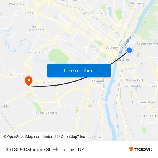 3rd St & Catherine St to Delmar, NY map