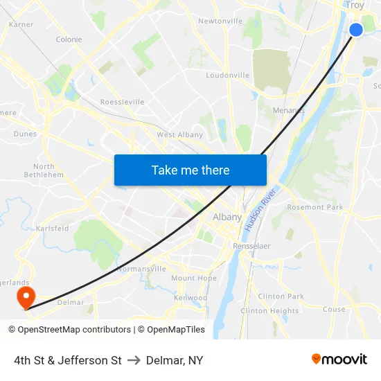 4th St & Jefferson St to Delmar, NY map