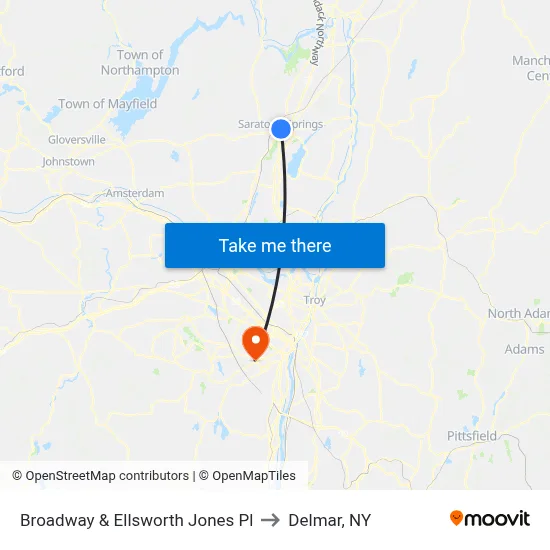 Broadway & Ellsworth Jones Pl to Delmar, NY map