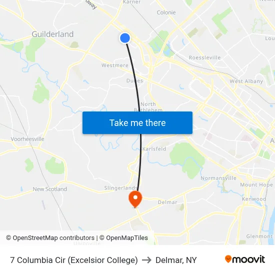 7 Columbia Cir (Excelsior College) to Delmar, NY map