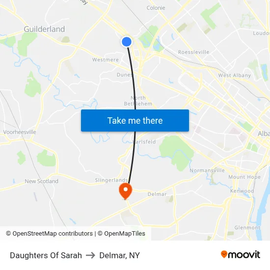 Daughters Of Sarah to Delmar, NY map