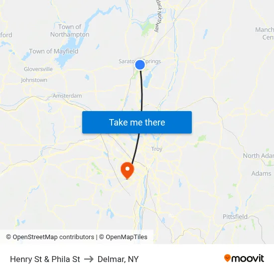 Henry St & Phila St to Delmar, NY map